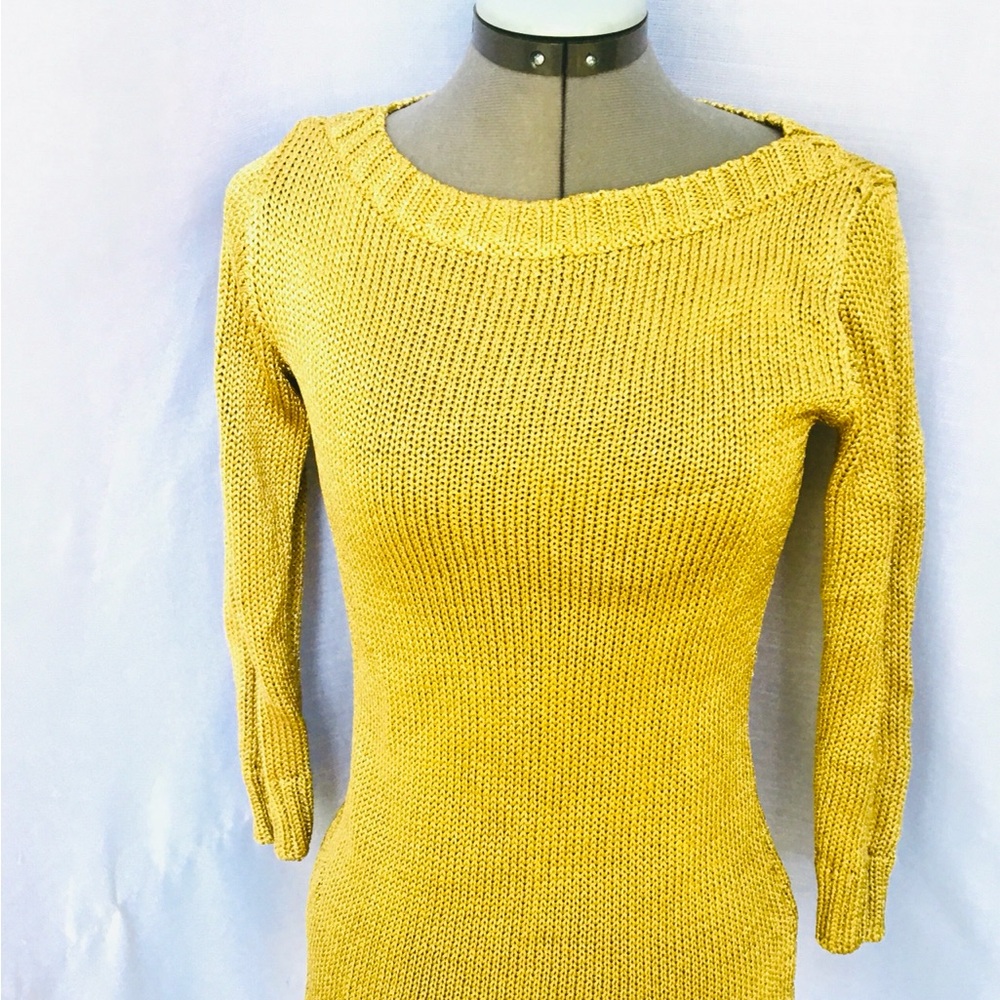 Metallic Gold Women's Sweater Ralph Lauren Black Label